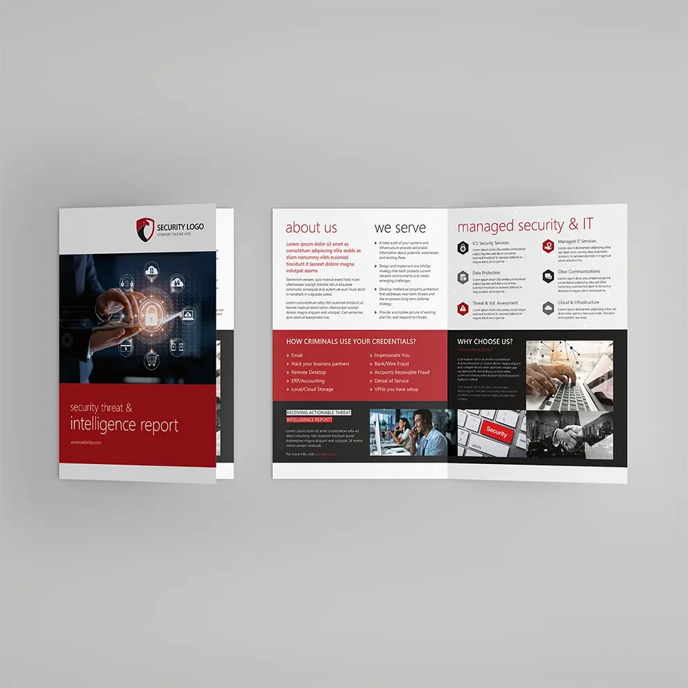 Thumbnail 4: Mockup of Infonaligy Partners brochure, spread